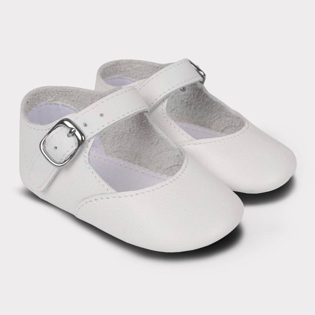 Oomphies - Darcy Girls Crib Hook & Loop Shoe: White Leather