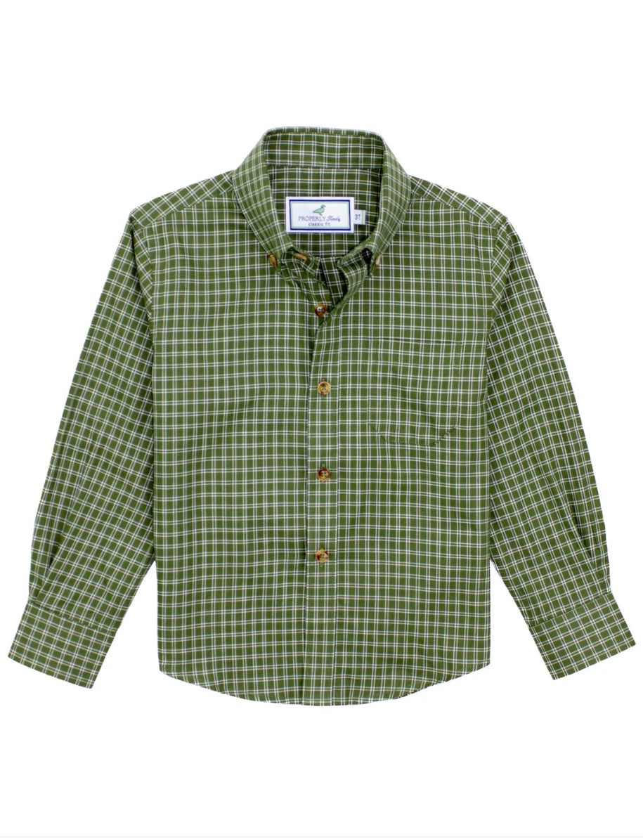 Properly Tied-Boys Woodland Sportshirt-Cypress Needle