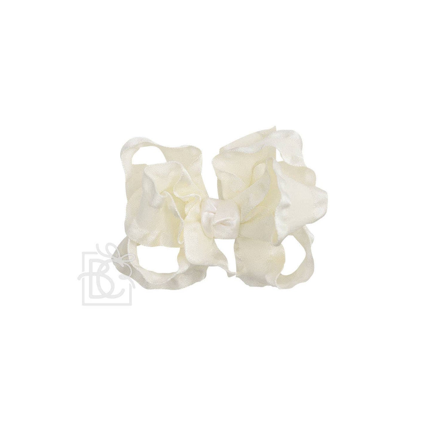Beyond Creations, LLC - DOUBLE RUFFLE BOW ON CLIP: 5.5" Large - 1.5" Ribbon on Alligator Clip / FOREST GREEN