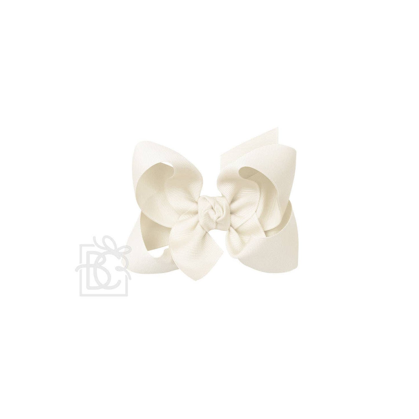 Beyond Creations, LLC - SIGNATURE GROSGRAIN BOW ON CLIP: 4.5" Large - 1.5" Ribbon on Alligator Clip / ANTIQUE WHITE