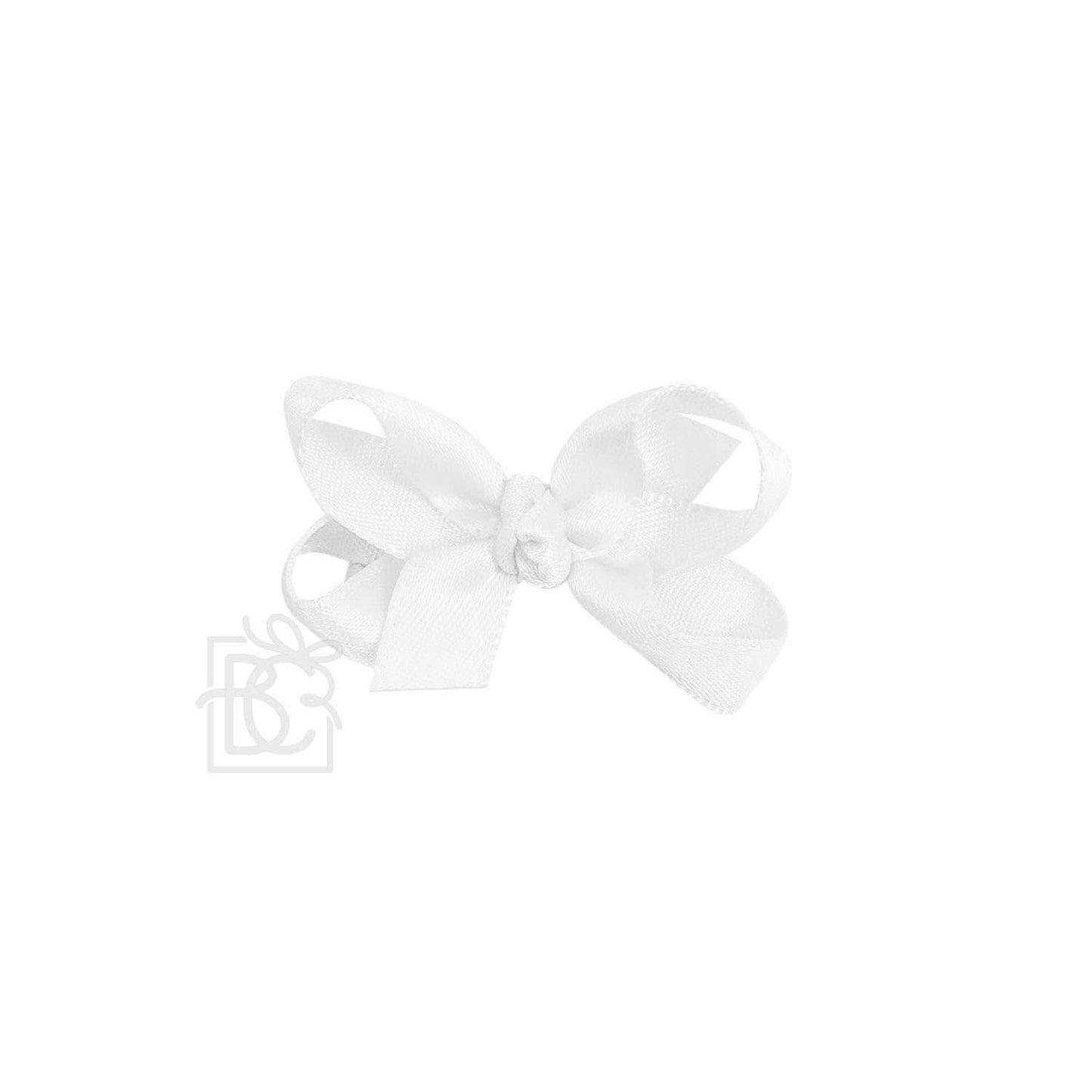 Beyond Creations, LLC - SATIN BOW ON CLIP: WHITE / 4.5" Large - 1.5" Ribbon on Alligator Clip