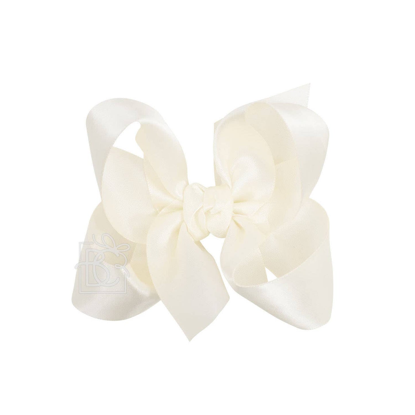 Beyond Creations, LLC - SATIN BOW ON CLIP: ANTIQUE WHITE / 4.5" Large - 1.5" Ribbon on Alligator Clip