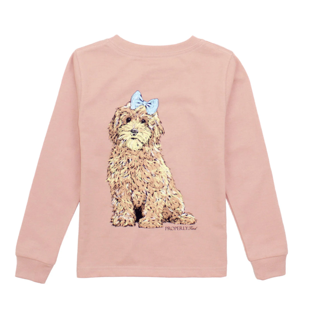 Properly Tied- Girls Goldendoodle LS- Peach