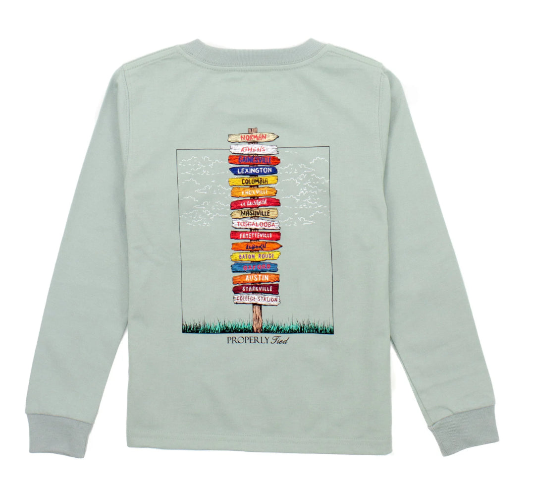 Properly Tied- Boys Southeastern Showdown LS- Chrome Grey