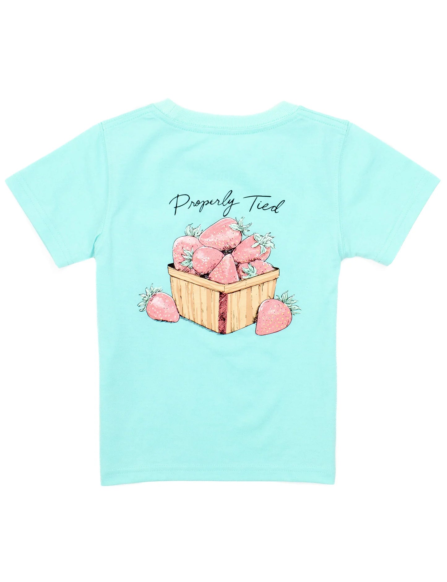Properly Tied- Girls Strawberry Basket- SS Seafoam