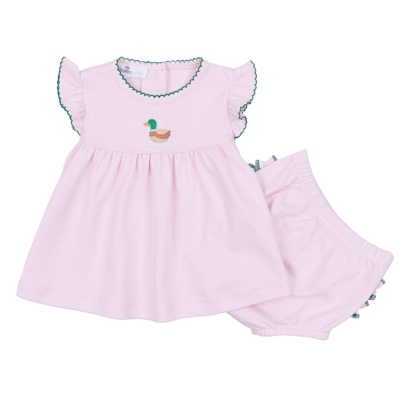 Magnolia Baby - Mini Mallard Embroidered Diaper Cover Set - Pink