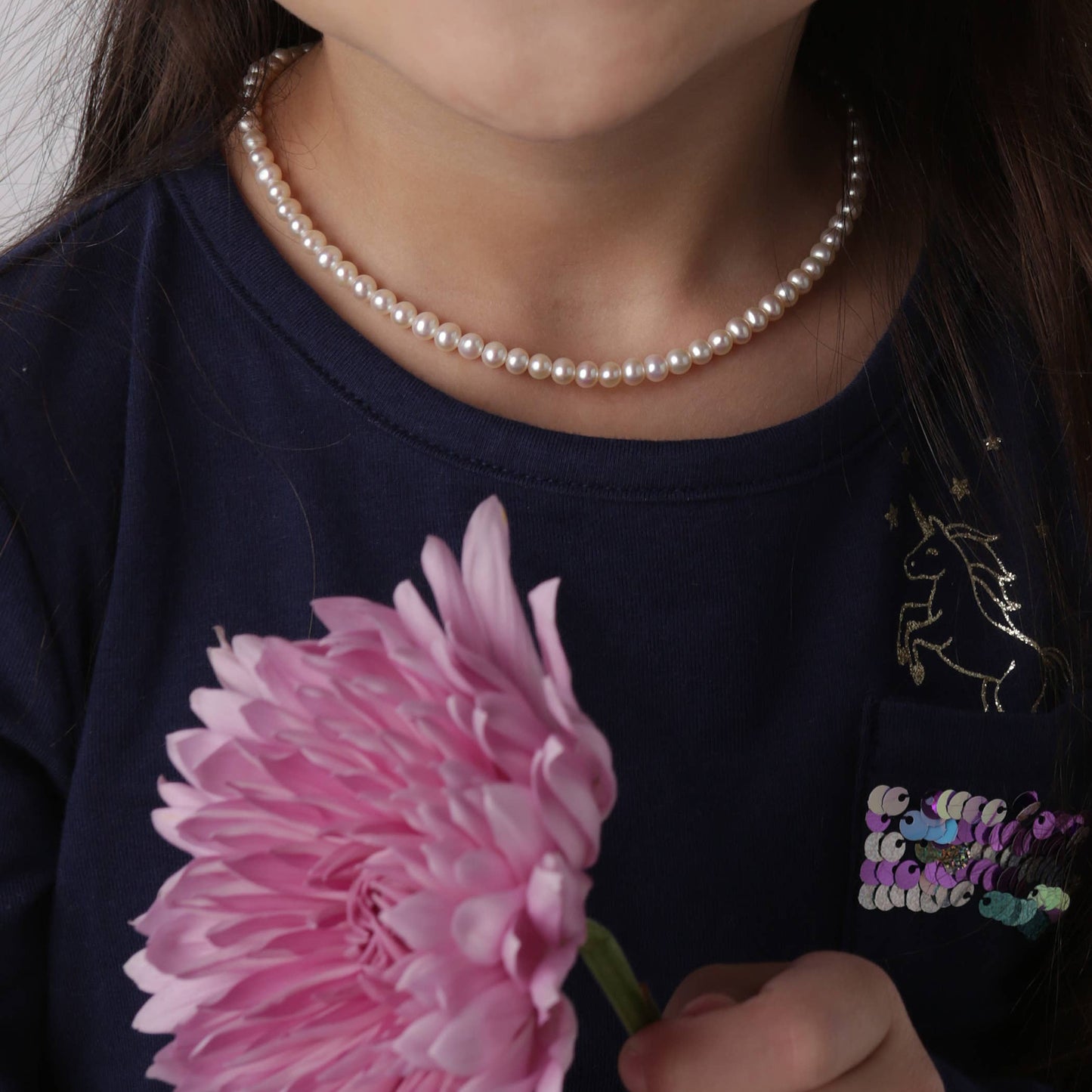 Cherished Moments- Girls Sterling Silver Pearl Kids Necklace Jewelry