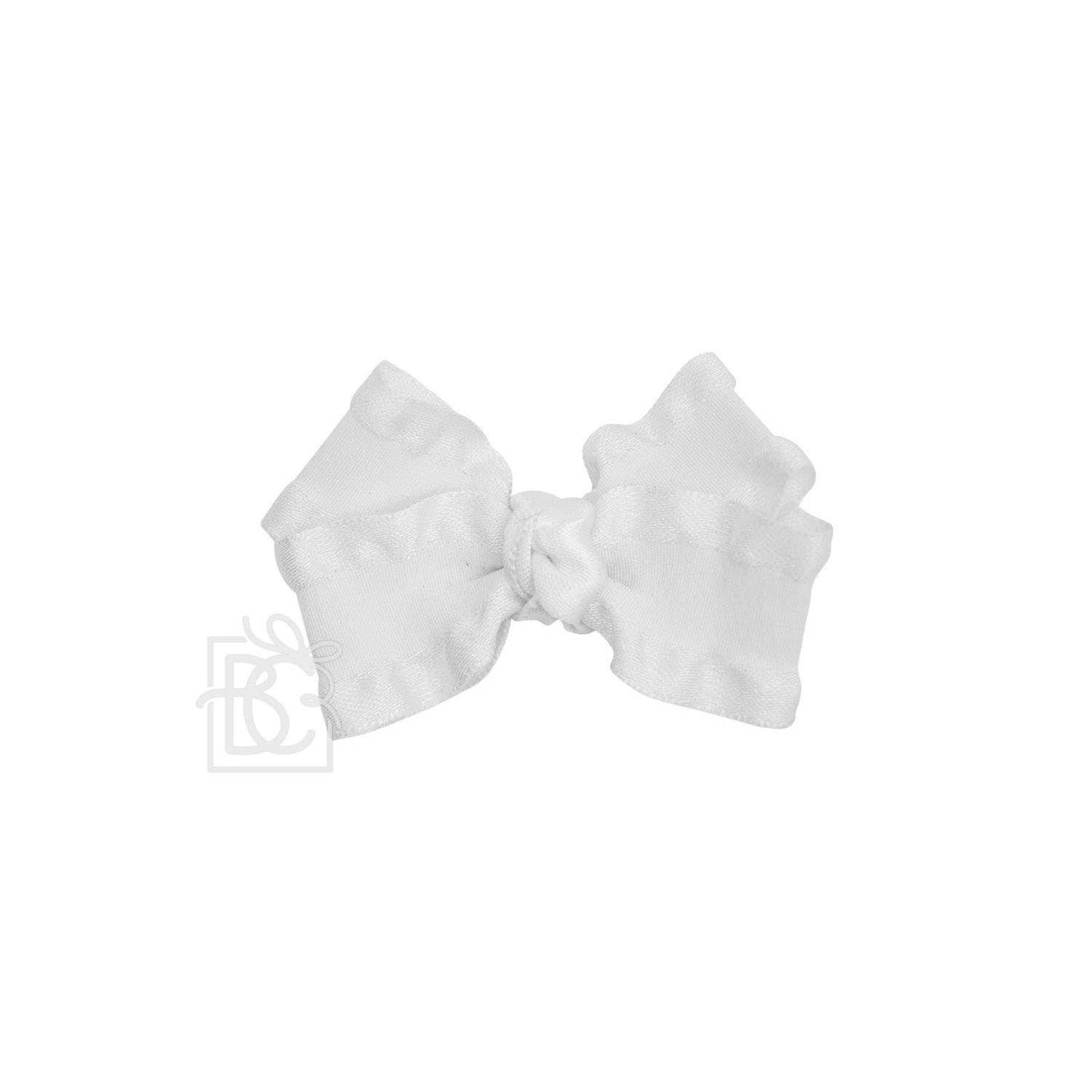 Beyond Creations, LLC - DOUBLE RUFFLE BOW ON CLIP: 5.5" Large - 1.5" Ribbon on Alligator Clip / FOREST GREEN