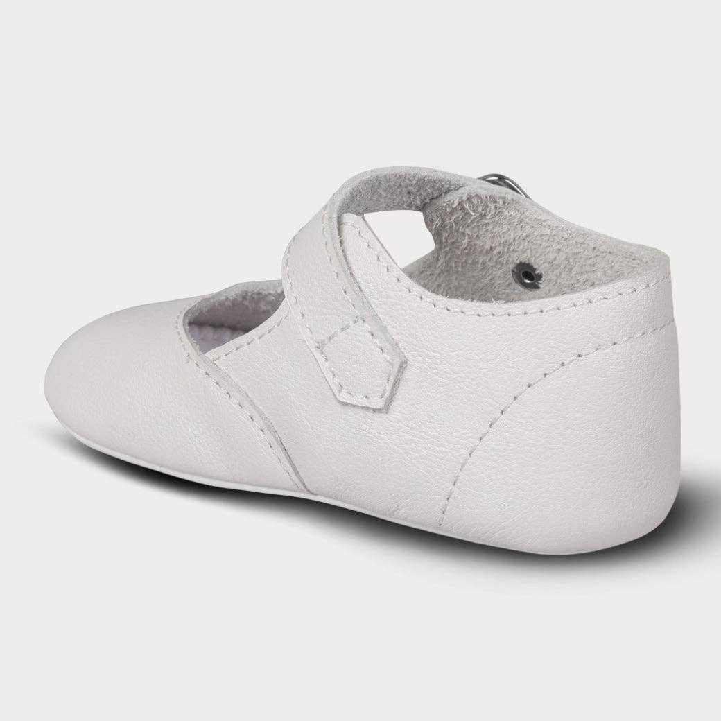 Oomphies - Darcy Girls Crib Hook & Loop Shoe: White Leather