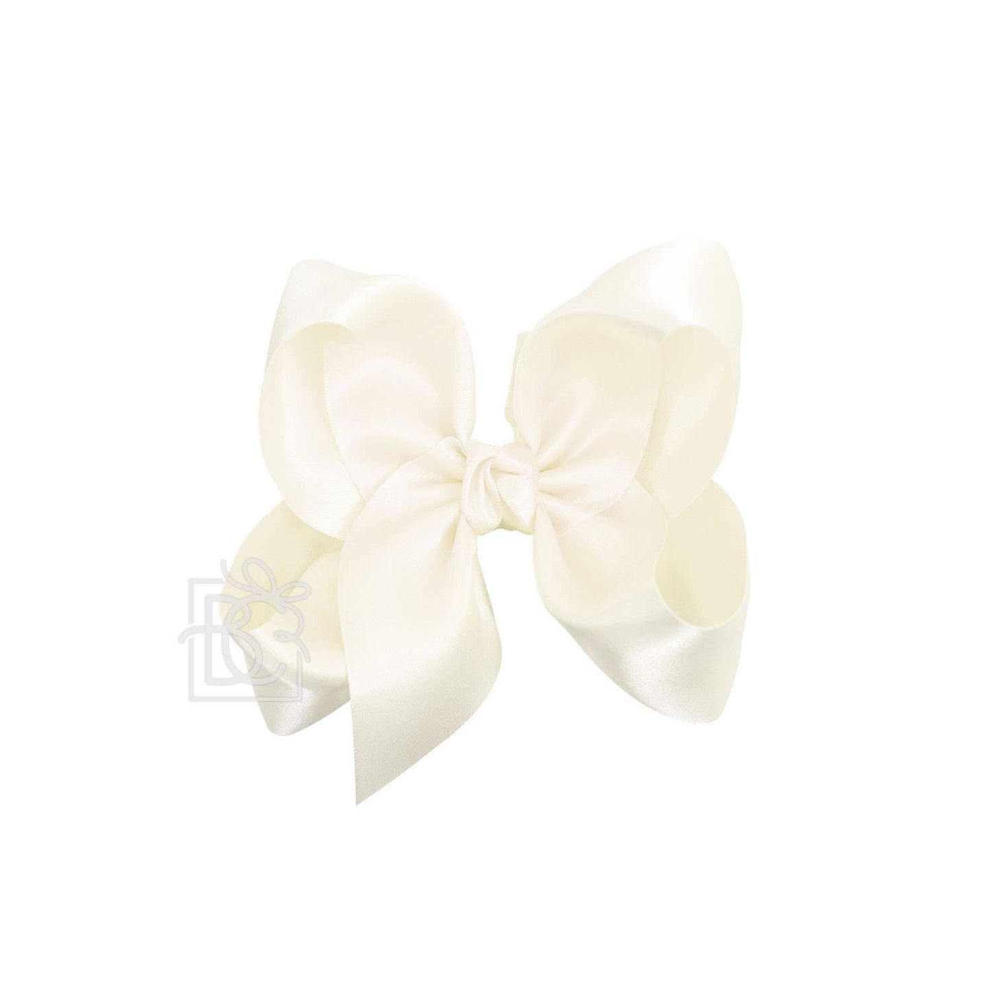 Beyond Creations, LLC - SATIN BOW ON CLIP: WHITE / 4.5" Large - 1.5" Ribbon on Alligator Clip