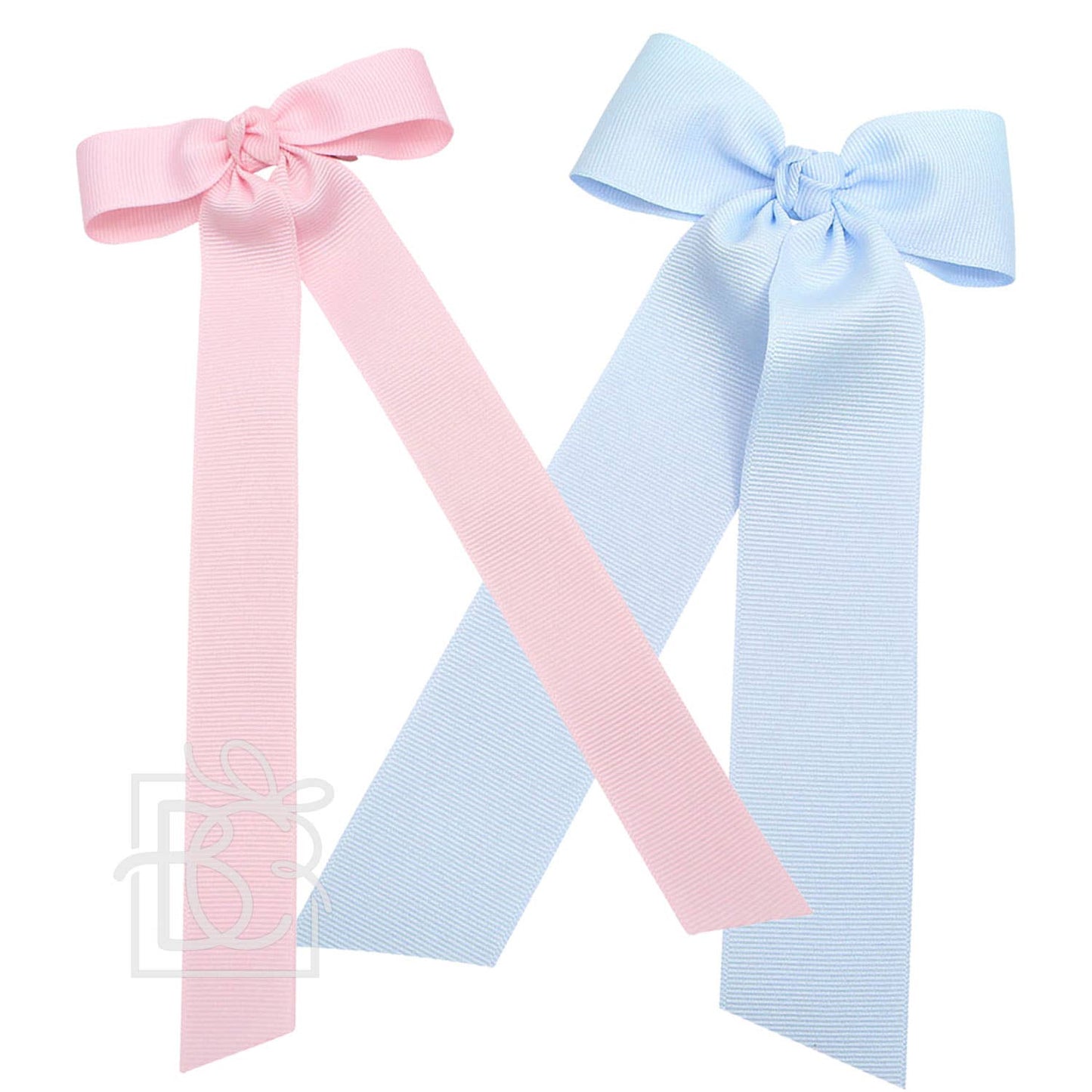 Beyond Creations, LLC - FLAT BOW W/ 7" STREAMERS ON ALLIGATOR CLIP: 4.5" W/ 7" Streamers / POWDER PINK