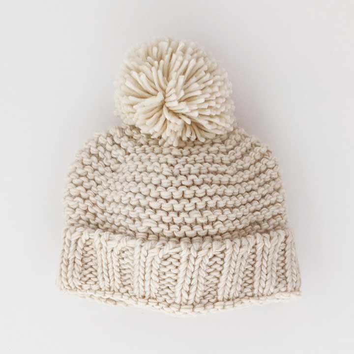 Huggalugs - Natural Garter Stitch Beanie