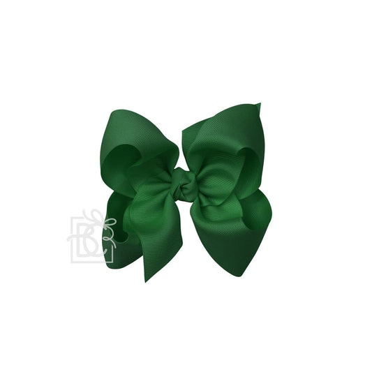 Beyond Creations, LLC - SIGNATURE GROSGRAIN BOW ON CLIP: 5.5" Huge - 2.25" Ribbon on Alligator Clip / FOREST GREEN