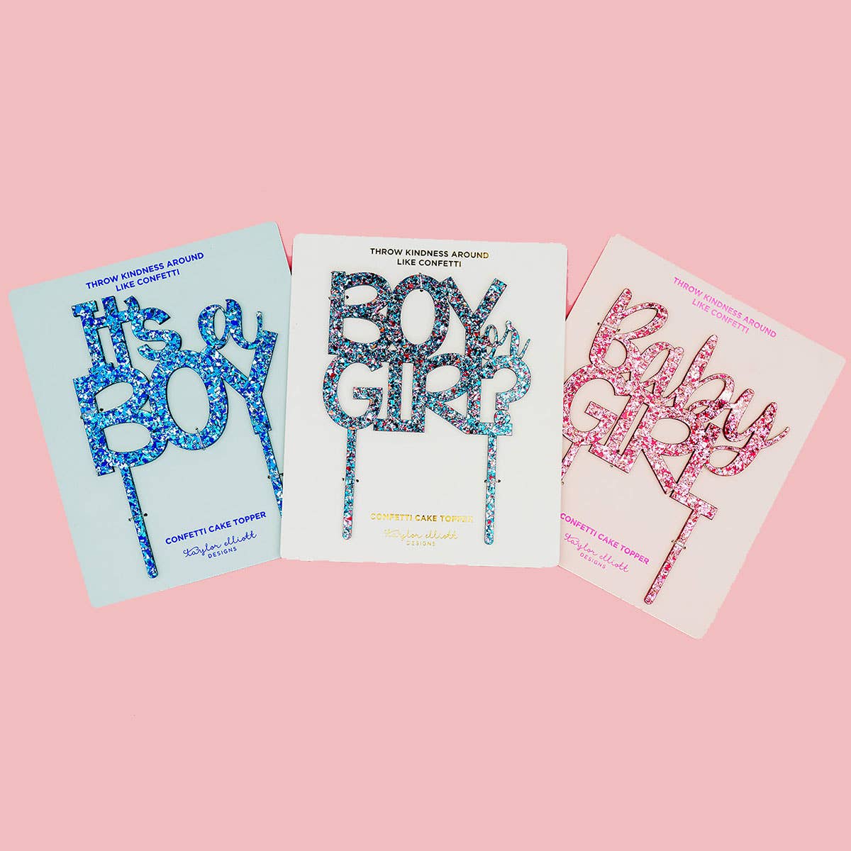 Taylor Elliott Designs - Cake Topper - "It's a Boy" - Blue Confetti