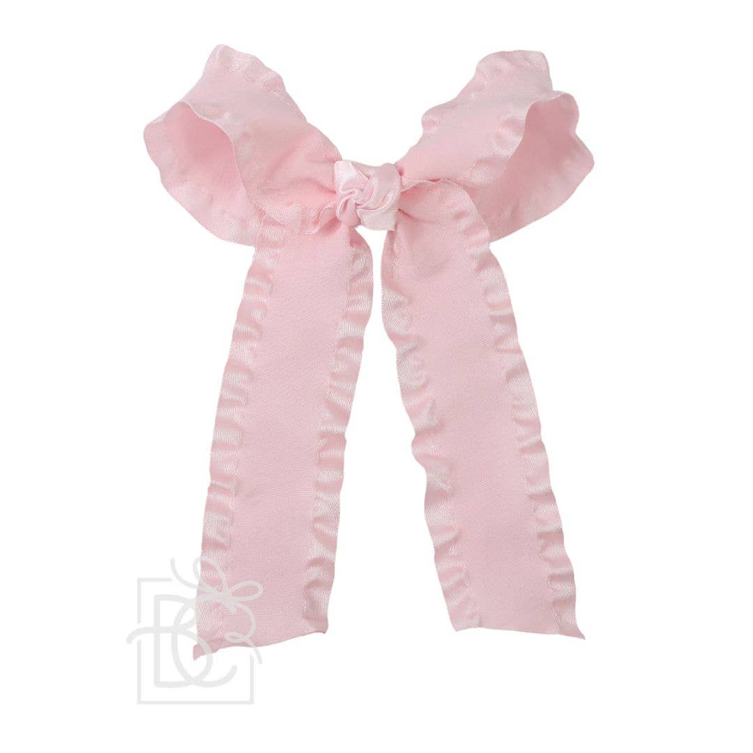 Beyond Creations, LLC - Double Ruffle Tail Bow on Alligator Clip: White