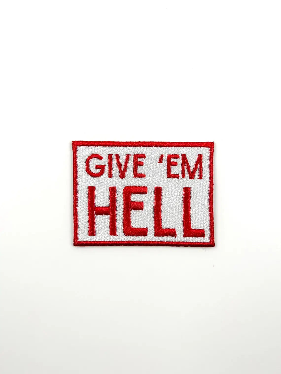 Field Trip Threads - Give 'Em Hell Embroidered Iron-On Patch Cowboy Rodeo Red