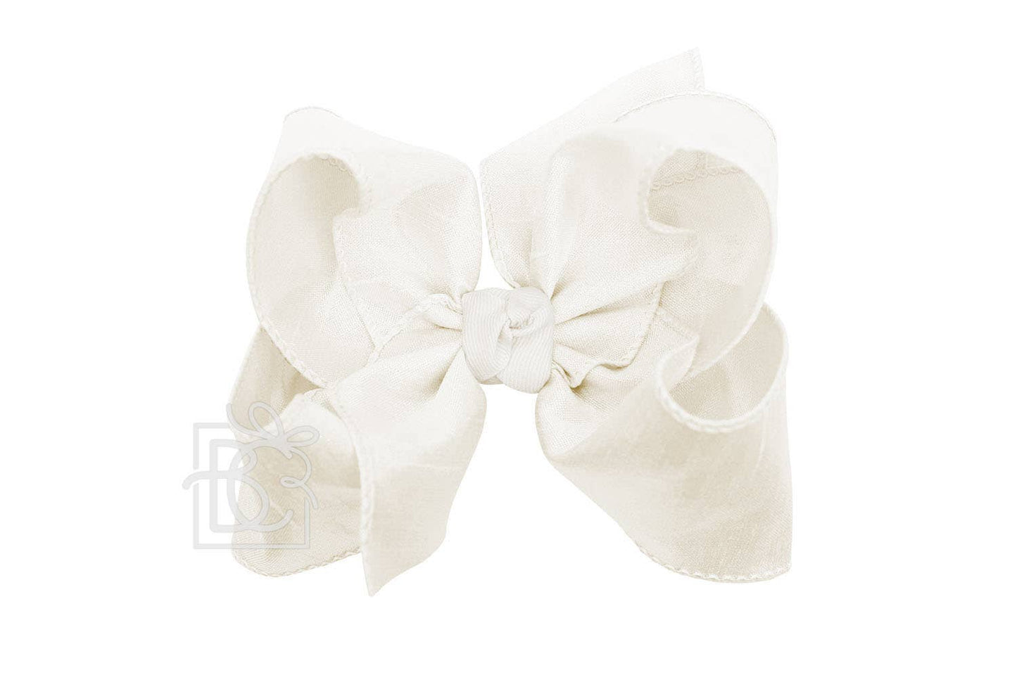 Beyond Creations, LLC - SILK BOW ON CLIP: 5.5" Huge - 2.25" Ribbon on Alligator Clip / WHITE