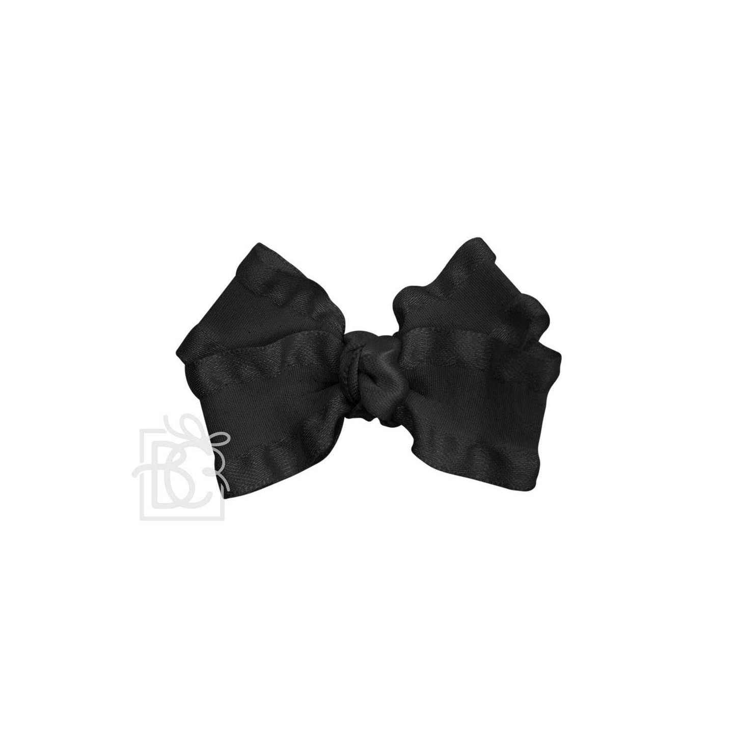 Beyond Creations, LLC - DOUBLE RUFFLE BOW ON CLIP: 5.5" Large - 1.5" Ribbon on Alligator Clip / FOREST GREEN