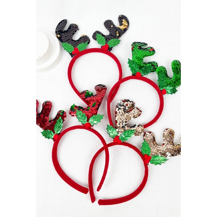 Love and Repeat - Sparkling Deer Antlers Sequins Headband: MIX COLOR