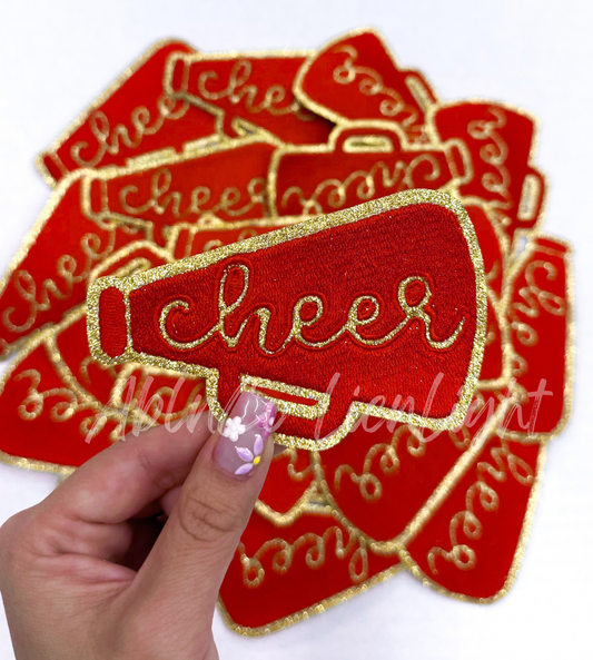 Red Cheer Megaphone Patch