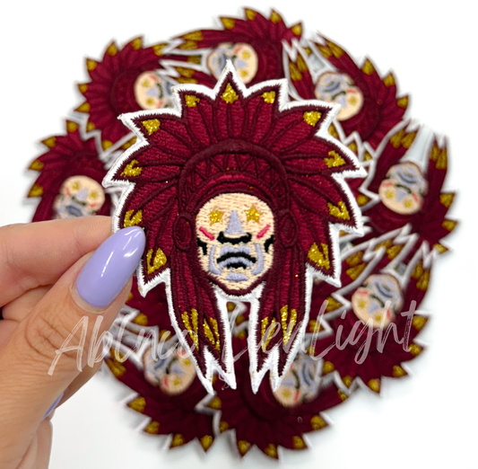 ABLN Boutique - Maroon Indian Mascot- Iron on Patch