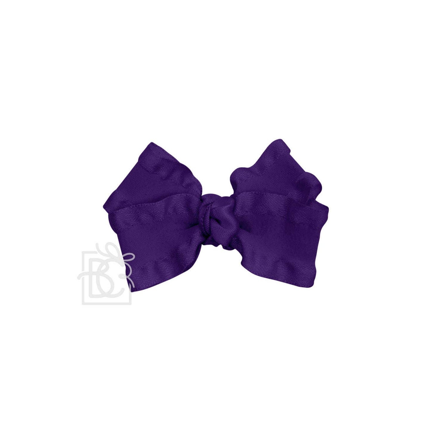 Beyond Creations, LLC - DOUBLE RUFFLE BOW ON CLIP: 5.5" Large - 1.5" Ribbon on Alligator Clip / FOREST GREEN