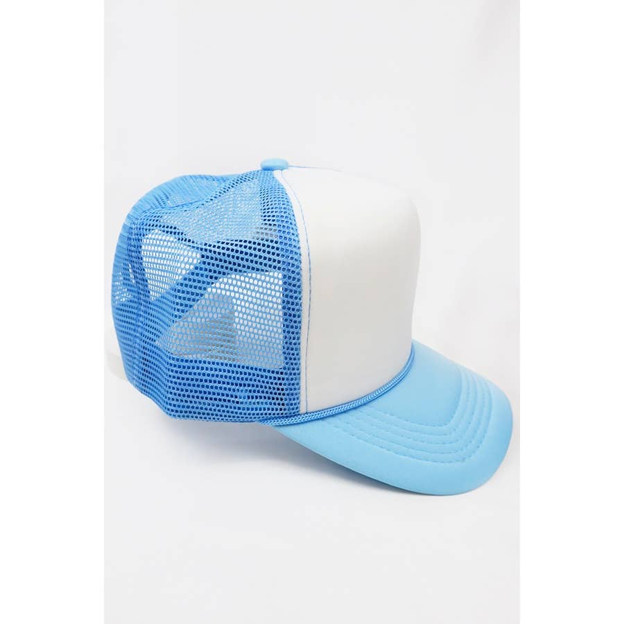 Love and Repeat - Classic Foam Solid Two Tone Trucker Hat- Light Blue