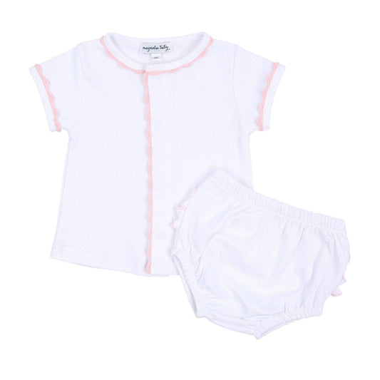 Magnolia Baby - Baby Joy Ruffle Diaper Cover Set with Pink Crochet Trim
