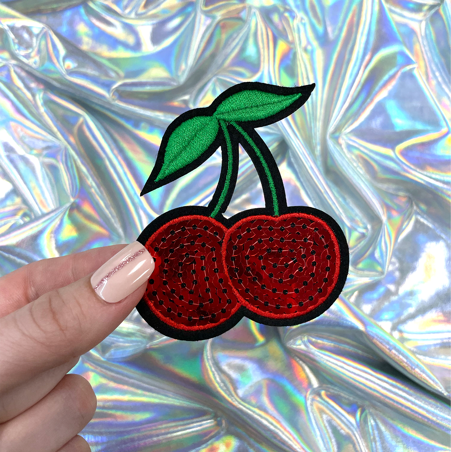 The Crafty Engineer - Sequin Cherries Embroidered Patch Iron-On