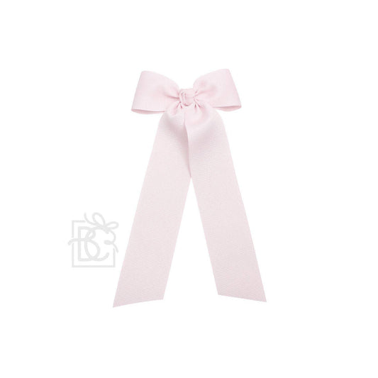 Beyond Creations, LLC - FLAT BOW W/ 7" STREAMERS ON ALLIGATOR CLIP: 4.5" W/ 7" Streamers / POWDER PINK