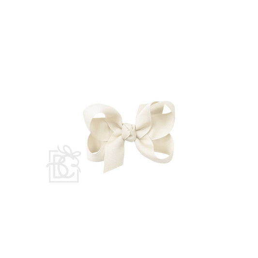 Beyond Creations, LLC - SIGNATURE GROSGRAIN BOW ON CLIP: 3.5" Medium - 7/8" Ribbon on Alligator Clip / ANTIQUE WHITE