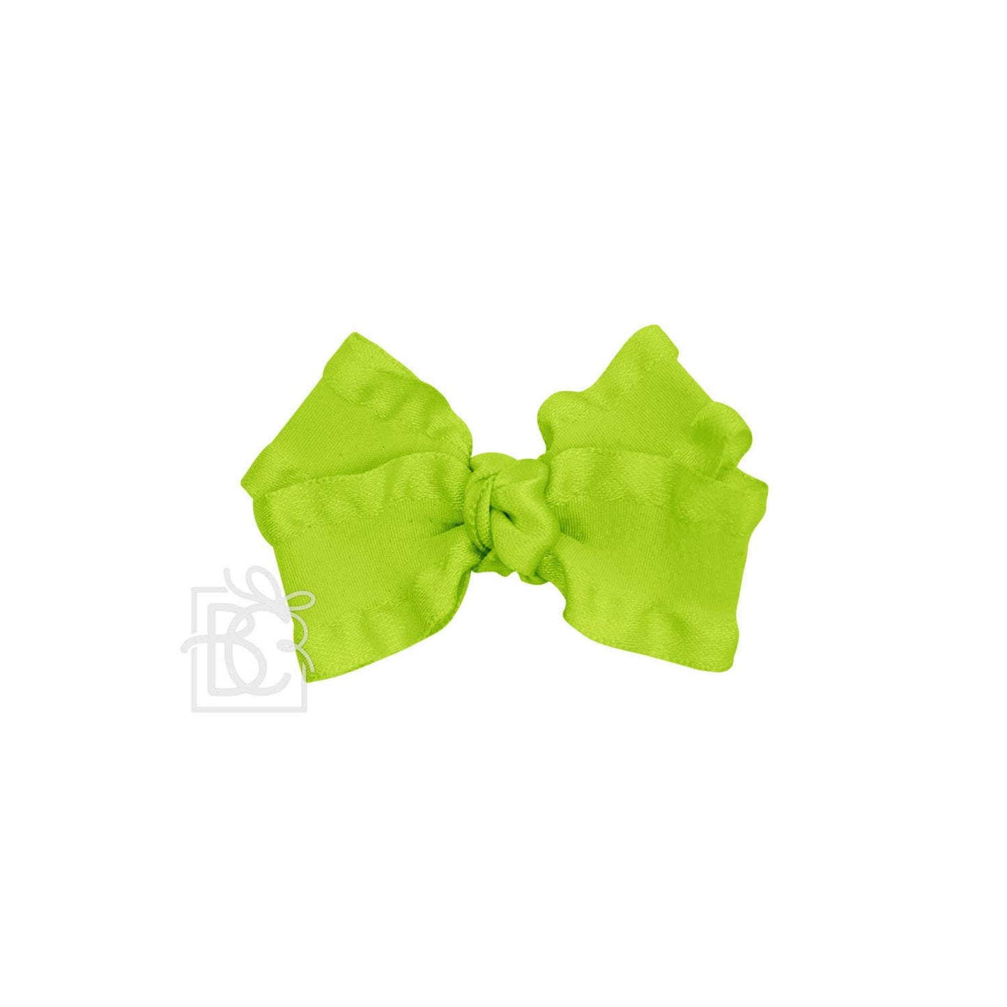 Beyond Creations, LLC - DOUBLE RUFFLE BOW ON CLIP: 5.5" Large - 1.5" Ribbon on Alligator Clip / FOREST GREEN