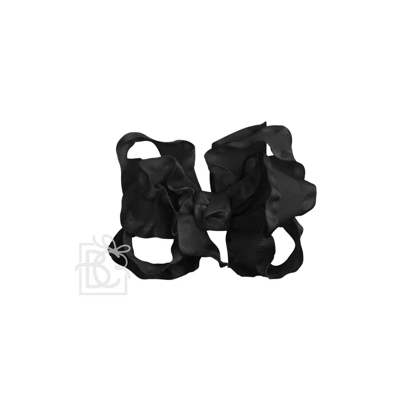Beyond Creations, LLC - DOUBLE RUFFLE BOW ON CLIP: 5.5" Large - 1.5" Ribbon on Alligator Clip / FOREST GREEN