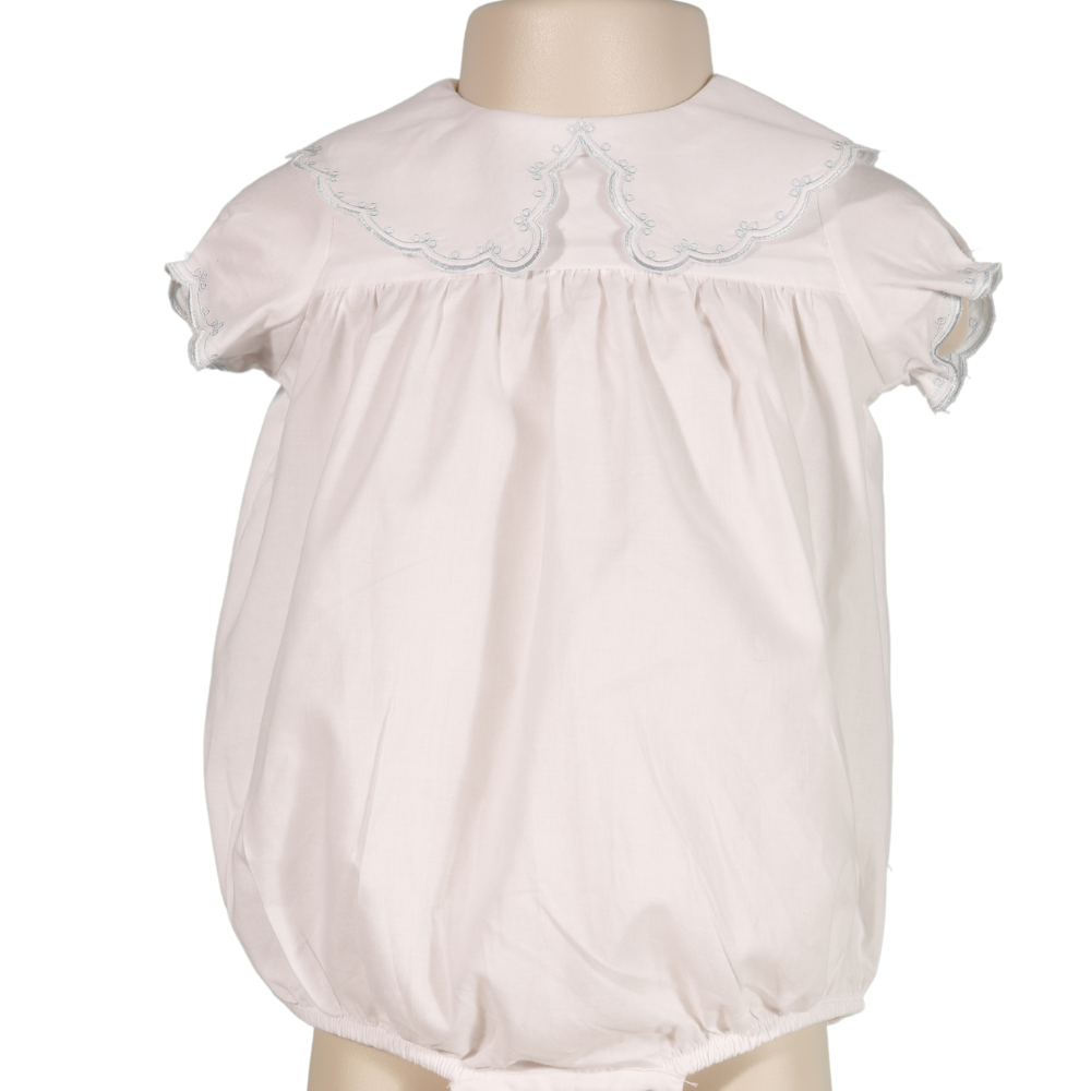 Hello Bebes! - White Embroidered Peter Pan Collar Bubble