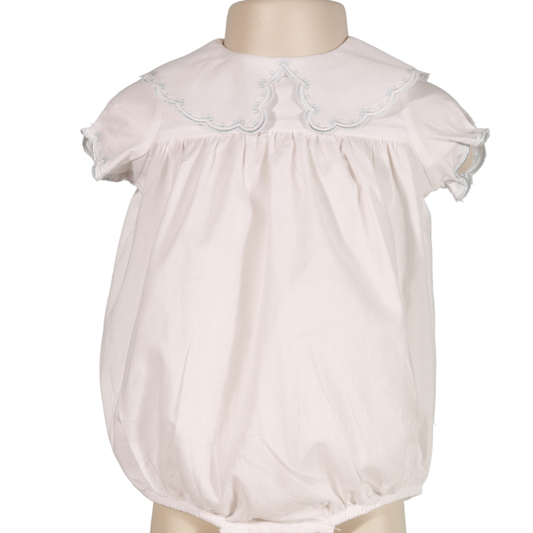Hello Bebes! - White Embroidered Peter Pan Collar Bubble