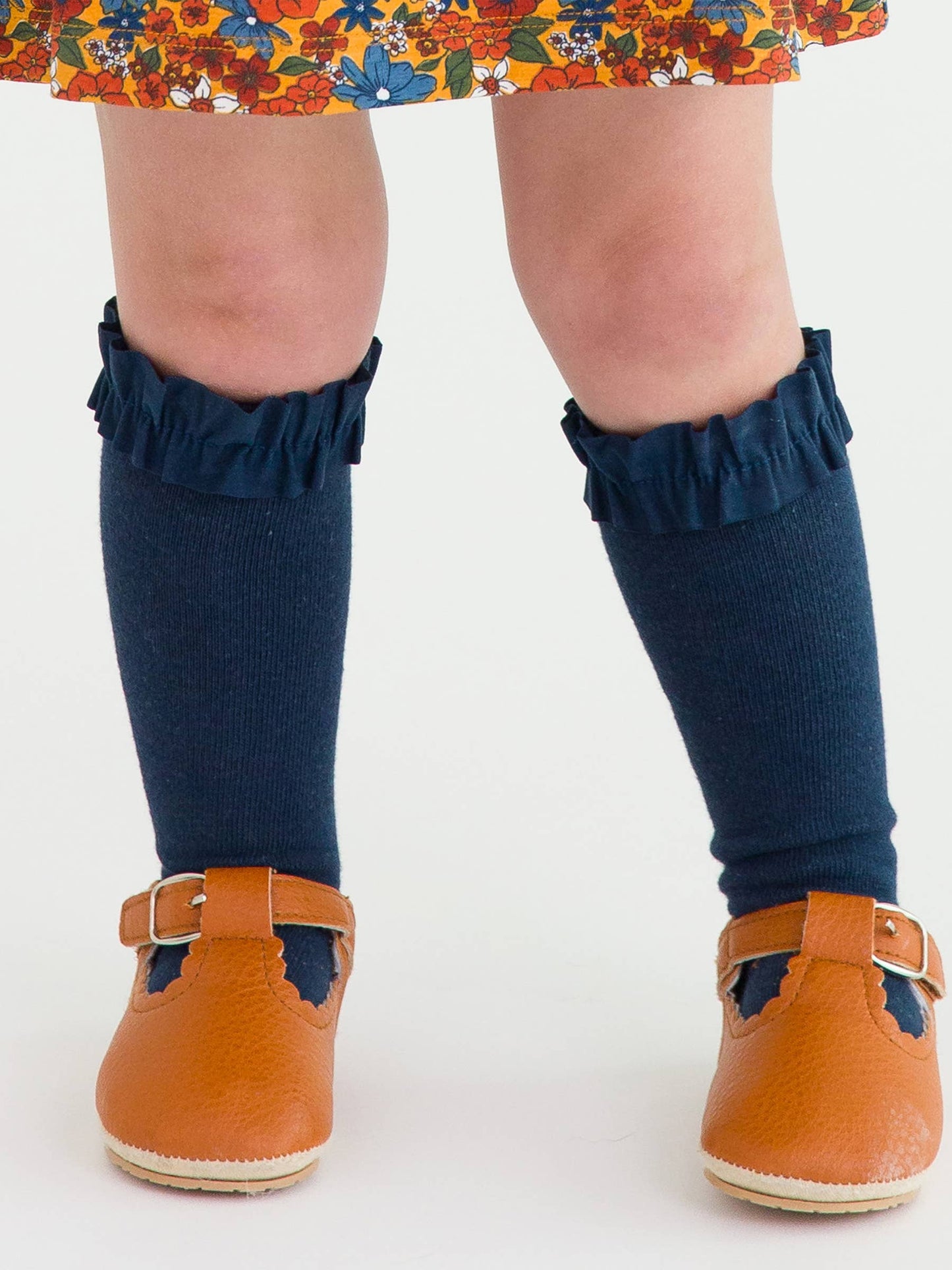 RuffleButts + RuggedButts - Girls 3-Pack Knee High Ruffle Socks - Dusty Olive, Navy, & Eggplant Harvest: Green