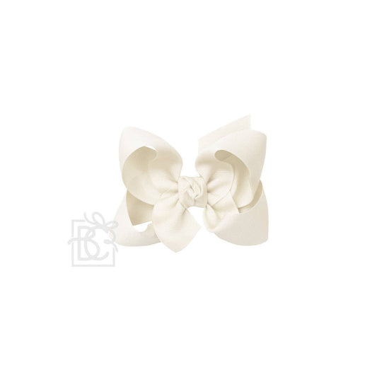 Beyond Creations, LLC - SIGNATURE GROSGRAIN BOW ON CLIP: 4.5" Large - 1.5" Ribbon on Alligator Clip / ANTIQUE WHITE