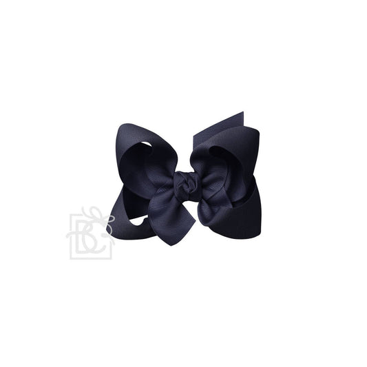 Beyond Creations, LLC - SIGNATURE GROSGRAIN BOW ON CLIP: 4.5" Large - 1.5" Ribbon on Alligator Clip / DARK NAVY