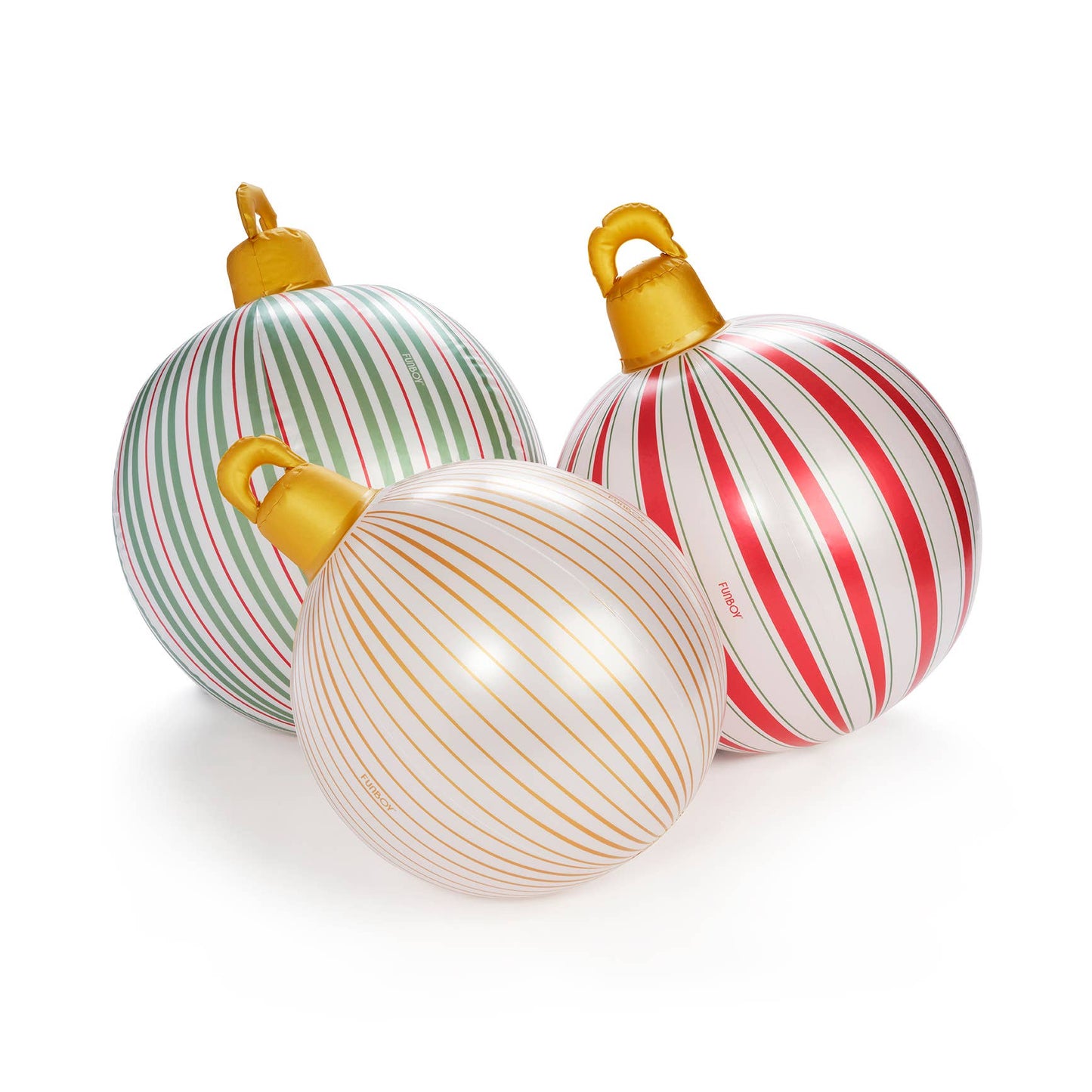 FUNBOY - Vintage Stripe Light Up Christmas Ornament Holiday Balls - 3 Pack