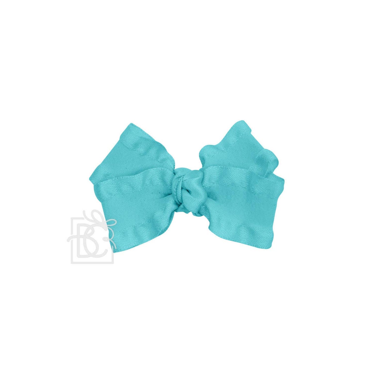 Beyond Creations, LLC - DOUBLE RUFFLE BOW ON CLIP: 5.5" Large - 1.5" Ribbon on Alligator Clip / FOREST GREEN