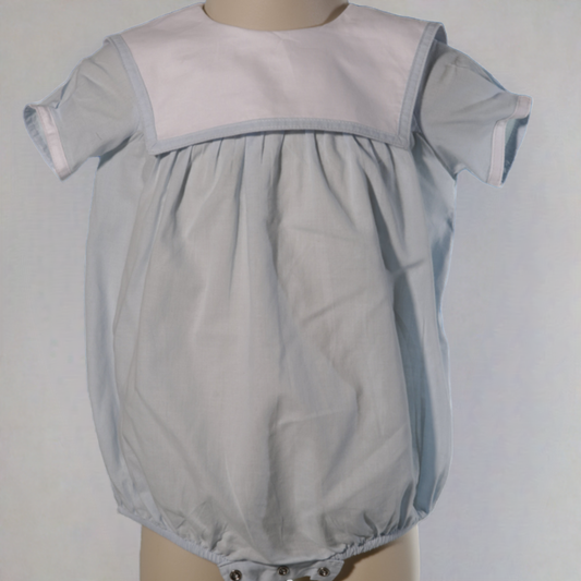 Hello Bebes! - Blue Baby Boy Squared Collar Monogramable Bubble