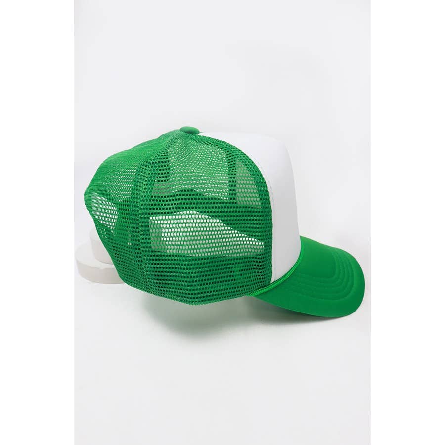 Love and Repeat - Classic Foam Solid Two Tone Trucker Hat: GREEN / ONE