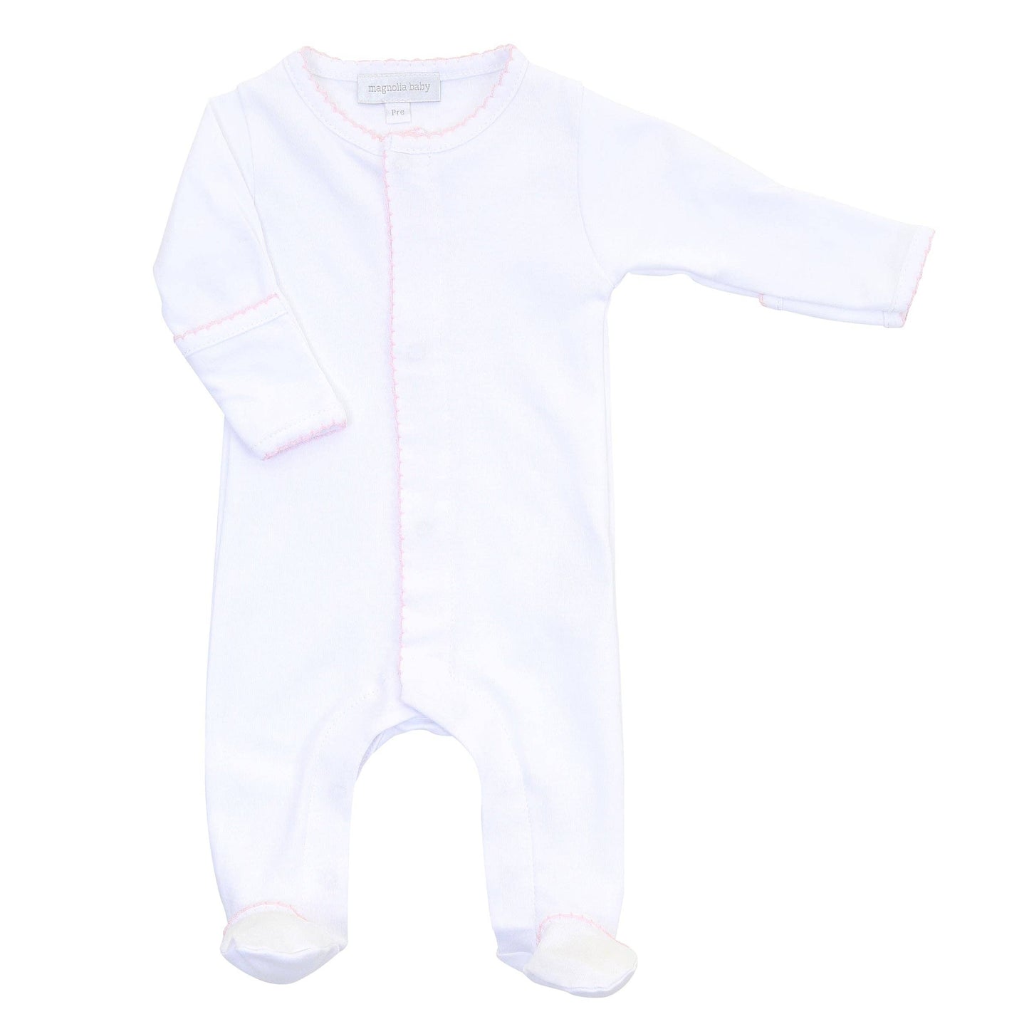 Magnolia Baby - Solid Essentials White Pink Footie: Newborn