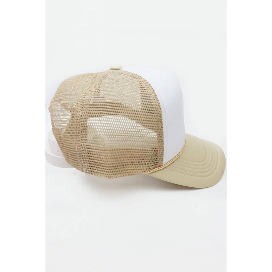 Love and Repeat - Classic Foam Solid Two Tone Trucker Hat- Khaki