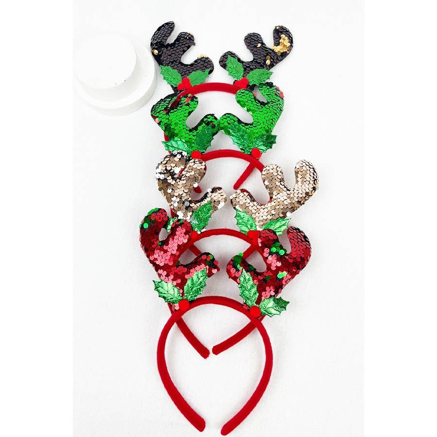 Love and Repeat - Sparkling Deer Antlers Sequins Headband: MIX COLOR