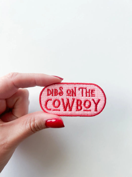 Field Trip Threads- "Dibs on the Cowboy "-Pink-Iron on Patch