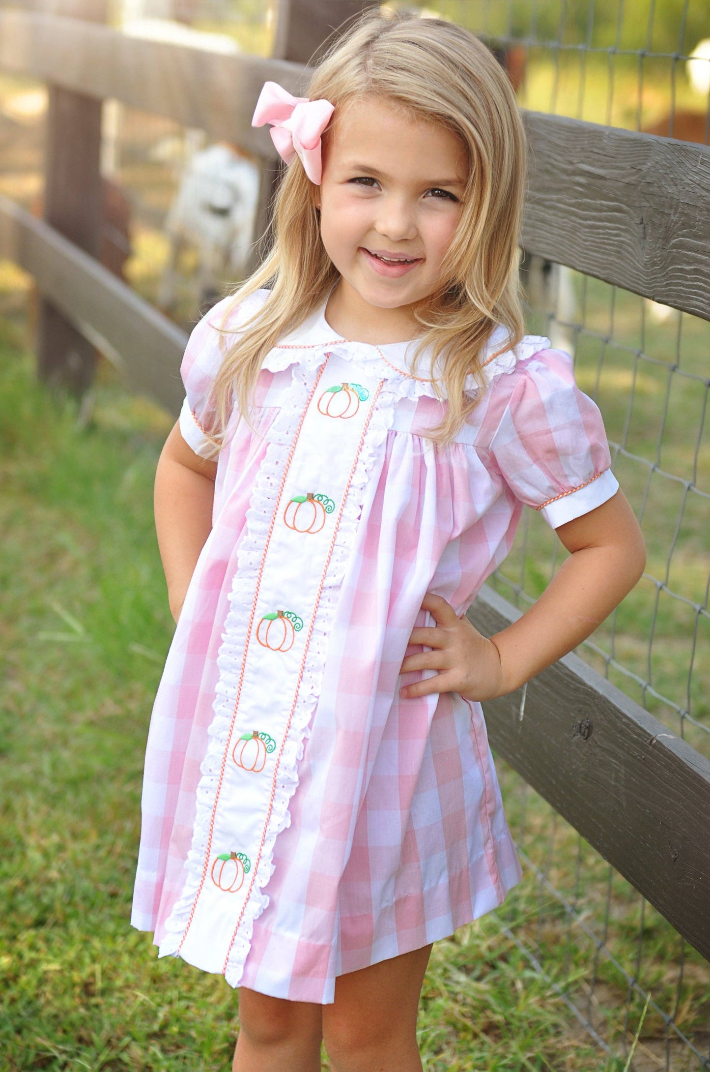 Posh Pickle - Proper Pumpkins Pink Gingham A-Line Dress