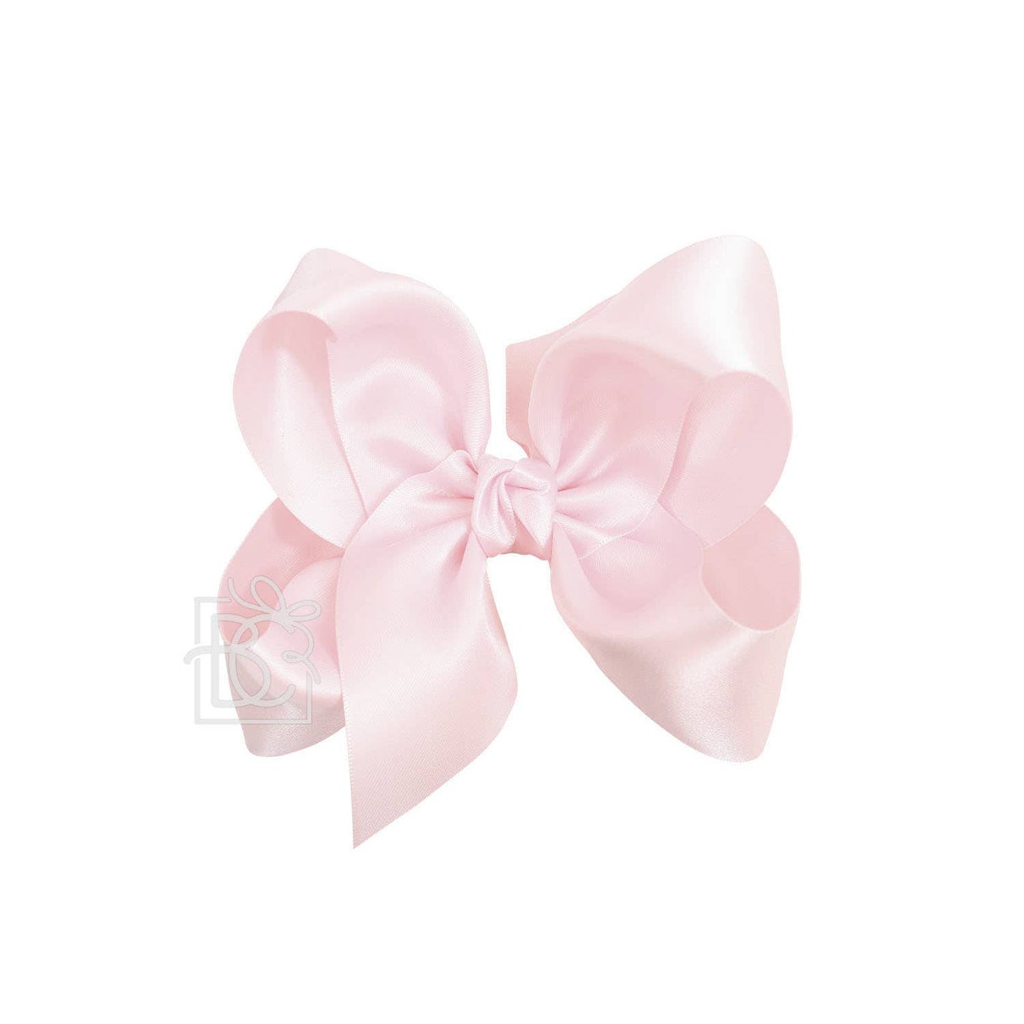 Beyond Creations, LLC - SATIN BOW ON CLIP: POWDER PINK / 5.5" Huge - 2.25" Ribbon on Alligator Clip