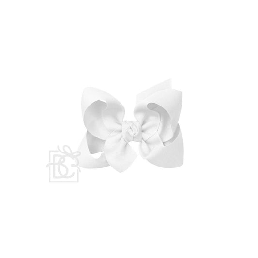 Beyond Creations, LLC - SIGNATURE GROSGRAIN BOW ON CLIP: 4.5" Large - 1.5" Ribbon on Alligator Clip / WHITE