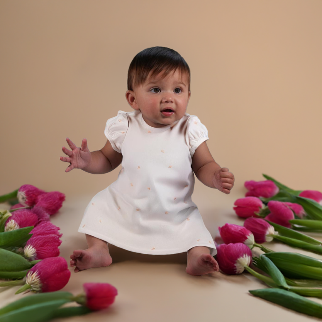 Hello Bebes! - White Heirloom Rosebud Hand Embroidered Dress